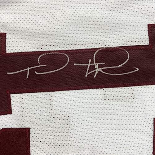 Autografado/assinado Tua Tagovailoa Alabama White College Football Jersey Beckett Bas Coa