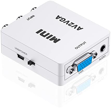 Redlux RCA para VGA, AV para VGA Audio Video Converter 1920 * 1080p@60Hz com cabo de alimentação USB e cabo de áudio de 3,5 mm, computador