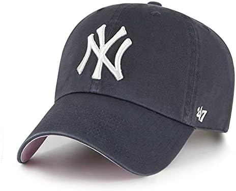 '47 New York Yankees Ballpark Limpe o boné de beisebol do papai - Vintage Navy/Pink Bottom