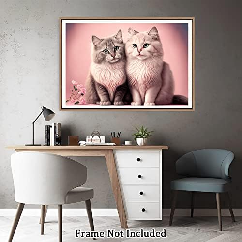 Telvas de parede de animais pintando impressão imagem dois gatos fofos tena moderna decoração de parede decoração de arte desdobrar tela abstrata para sala de estar decoração de quarto de cozinha decoração 12x18 polegada