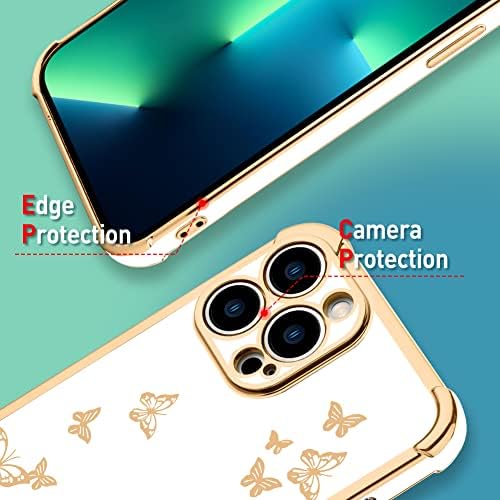 Tharlet para iPhone 13 Pro Max Case Butterfly Padrão Butterfly, Caixa de proteção de telefone com protetora de câmera para iPhone