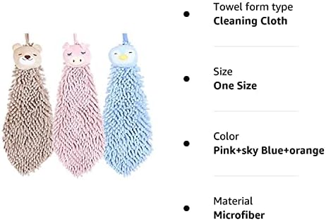 6 pacote fofo chenille toalhas de mão pendurada macia, gato engraçado, porco, coruja, pinguim, elefante, panos de urso, cozinha