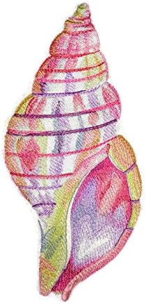 Ocean Calling Custom and Onic Sea Shell [Shell de tulipa em aquarela] Ferro bordado ON/Cost Patch [4,65 x7.78] feito nos EUA]
