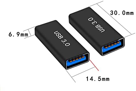 Adaptador de extensão feminina para fêmea, adaptador USB 3.0, adaptador USB para USB, 2 pacote