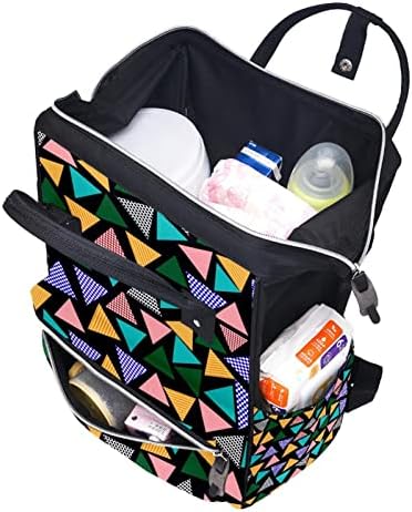 Mochila de viagem Guerotkr, bolsa de fraldas, bolsas de fraldas de mochila, padrão de triângulo sem costura colorido