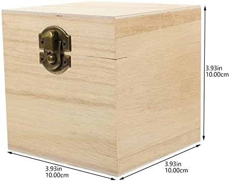 CABILOCK 4 PCS Caixa de madeira inacabada quadrada caixa de madeira sem pintura com tampa dobrada e fecho frontal para artesanato jóias