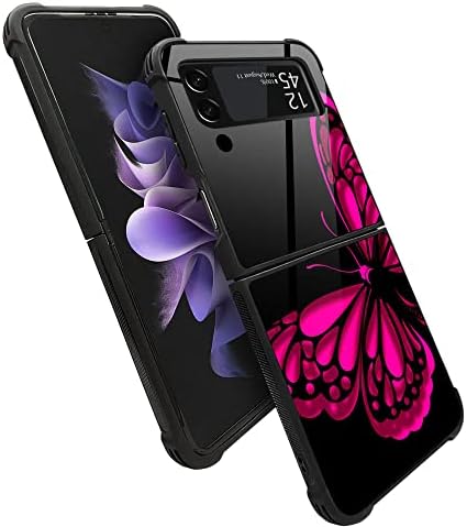 Caixa Samsung Galaxy Z Flip 4 5G, Galáxia de borboleta rosa Z Flip 4 5g Casos para mulheres meninas, Caso de design de padrões