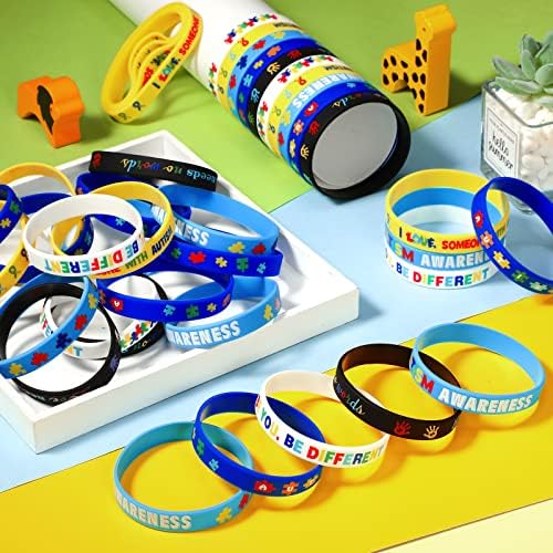 Bracelete do autismo yinkin inspirador autismo consciência de pulseiras autismo autismo silicone colorido motivações de pulseiras para crianças adultos homens presentes
