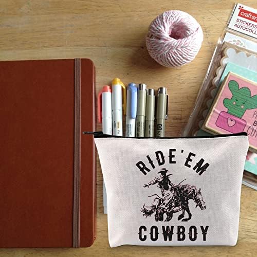 Tobgbe Western Womens Ride Em Cowboy Cowgirl Rodeo Zipper bolsa de bolsa gráfica ocidental Vintage Western Gifts