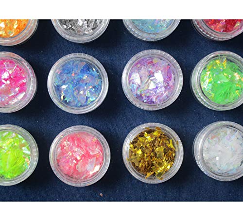 AddFavor Colorfil Unhinete lantejous gratinhos gratinhos irregulares Iridescente Confetti para Decoração de Nail Art Design