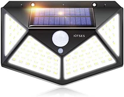 IoTses ao ar livre de luz solar, 100 LED 270 ° Sensor de movimento de largura PIR PIR PIR Motivo Durável Durável Luzes de parede de segurança movido a energia