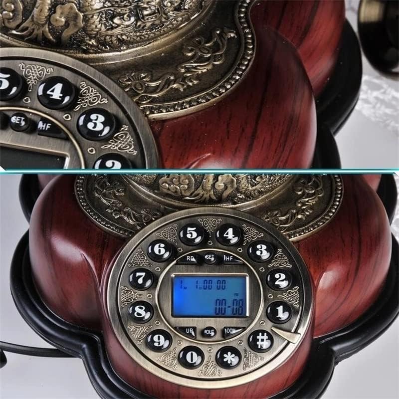 Mxiaoxia Antique com cordão telefônico fixo botão de telefone retro digital Dial