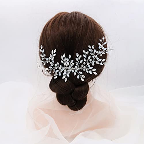 Capacete de noiva, acessórios para cabelos de pente de pente de casamento no noivo com chapéu de pentes laterais de Crystal Bridal para mulheres e meninas