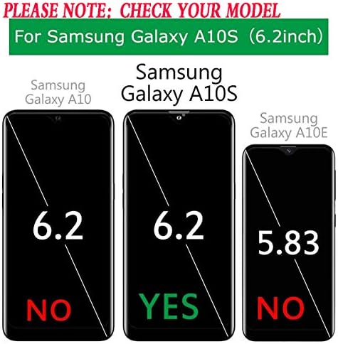 Caixa YMHXCY Galaxy A10S Caixa Samsung A10S com protetor de tela de vidro temperado [2 pacote], Grau de armadura com suporte