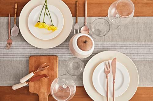 Solino Home Linen Table Runner - 14 x 72 polegadas Branco e natural - Pure Linen Farmhouse Table Runner para a primavera,
