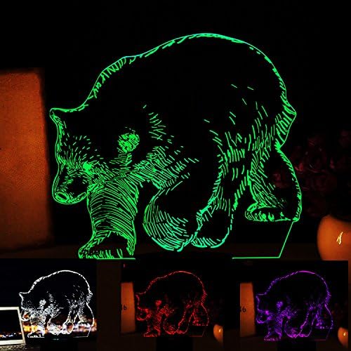 Molly Hieson 3D Polar Urso Night Night Tabel Light Desk Lâmpadas de Ilusão de Optical 7 Luzes de Cores Luzes Lâmpada