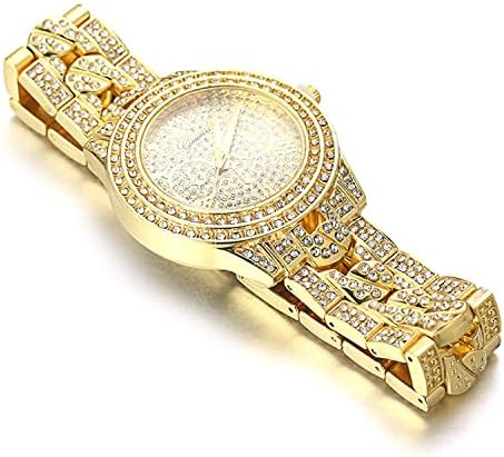 Halukakah Diamond Gold Watch Iced, 18k de ouro real/platina de ouro
