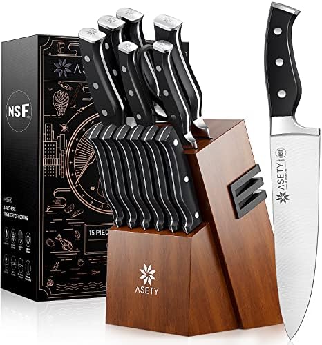 Asety 3 PCS NSF Certified Damasco Knife Set & Seety 15 PCS NSF Certified Knife Set
