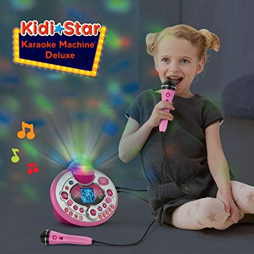 Vtech Kidi Star Karaoke Machine Deluxe, 2 microfones com adaptador CA, rosa