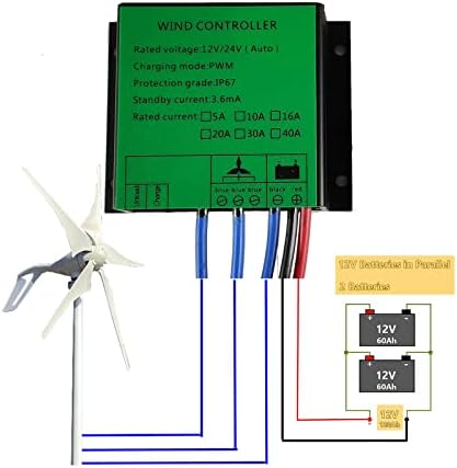 Turbina eólica Controlador de Carga PWM 12V 24V IP67 Controlador de carga de vento para gerador de vento para gerador de vento