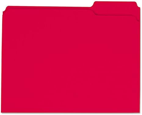 Pastas de arquivo coloridas universais 16163, 1/3 de corte variado, guia superior com dois ply, letra, vermelho, 100/caixa