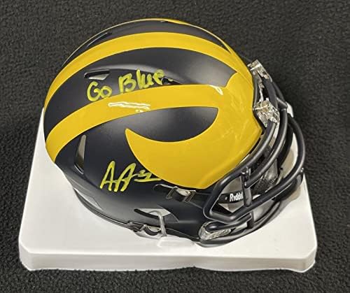 Andrel Anthony assinou e inscreveu o Michigan Wolverines Mini capacete JSA CoA - Mini capacetes da faculdade autografados