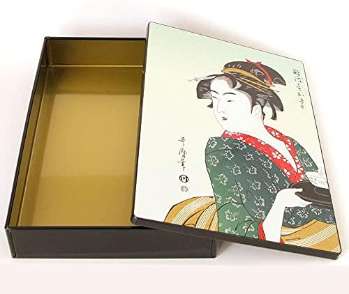 Cadeia japonesa [Ukiyoe -Japanese Lady] Caixa de lata quadrada do Japão | Chá japonês Kimikura