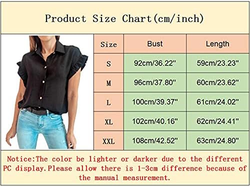 BMISEGM Mulheres de manga curta T-shirt Frill T-shirt Camisetas casuais Summer Summer Relaxed Buttons-Up Sleeve Tops camisa