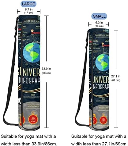 Ratgdn Yoga Mat Bag, Universo Infographics Solar Solar Exercício Transportador de ioga Tapete Full-Zip Yoga Bolsa de transporte com alça ajustável para homens