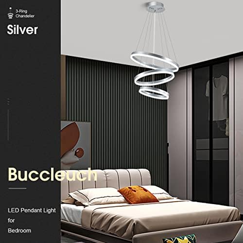Buccleuch Modern Pinging Light for Dining Room de 3 anéis de lustre liderado por Table Kitchen Island Sala de estar 19,7 45W 6000K Silver ETL