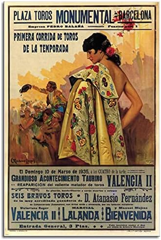 Pôster de anúncios vintage de touros de touros Barcelona Espanha 1935 Corida muito rara - VW0 Wall Art Canvas Prints Poster para decorações