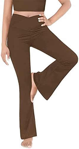 calça de ioga flare usecee para mulheres de alta cintura v crossover leggings calças de exercícios de pernas largas calças de