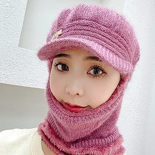 Womens Winter Warm elástico Proteção à orelha macia máscara máscara de cachecol de lã de lã de lã de lã de gorro