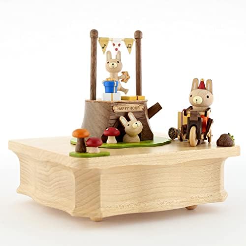 Caixa de música de madeira aniic com um pequeno trem, caixa musical de madeira decoração de casa para crianças meninos