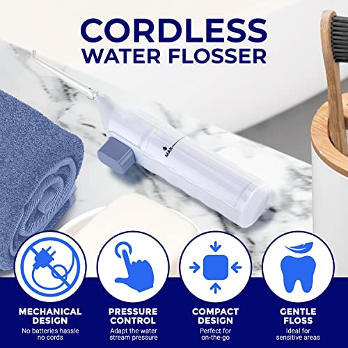 FLOSSOR DE ÁGUA DENTAL | Removedor de pedra da amígdala oral de irrigador | Dentes e gengivas sensíveis | Nenhuma eletricidade ou baterias