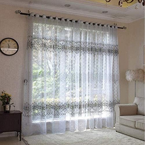 Cortinas de tule pura traços de janelas cortinas de ilhas modernas florais para quarto de sala de estar cortinas de cozinha 2 painéis 1111