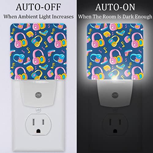 Funky Head Phone Background LED Night Light, Kids Nightlights for Bedroom Plug Int Wall Night Lamp Brilho ajustável para