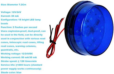 Luz de farol estroboscópio azul, lelukee 2pcs dc 12v piscando sinal de alarme de LED azul à prova de chuva para trabalho de campo