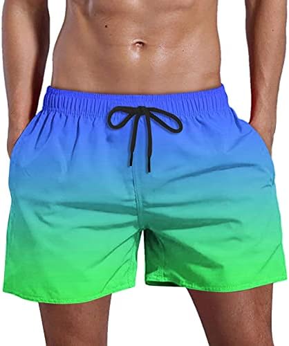 Pouco de natação gradiente para homens shorts de praia seca rápida Torno de natação com bolsos