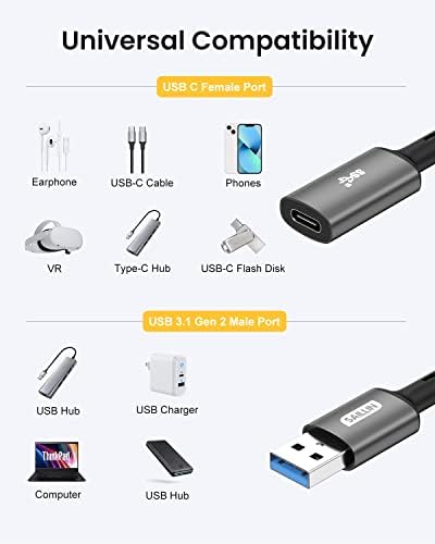 Saillin 10Gbps USB C fêmea para USB Adaptador masculino, adaptador USB A para USB a USB com transferência de dados de alta