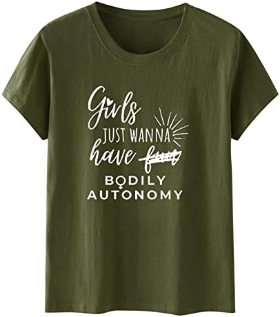 Mulheres Tops ativos letra feminina Slogan Direitos do aborto Imprimir moda redonda macia pescoço solto de manga curta camiseta