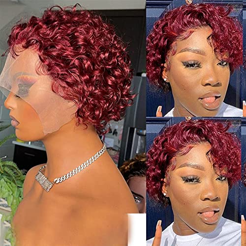 Dbylxmn mulheres vinhos vermelhos brasileiros curtos ondulados, separando os produtos de cabelo de fibra de alta temperatura