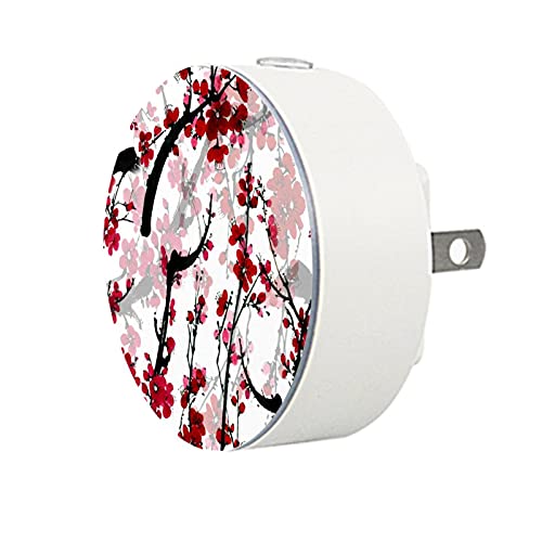 Lâmpada de cabeceira DeSheze Plum Blossom LED Night Plug-in com sensor de Dusk-to-Dawn para o quarto Banheiro da
