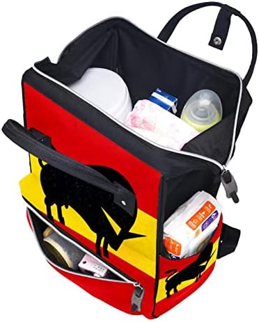 Abstrato silhueta de touros na mochila de fraldas da bandeira espanhola Backpack Baby Napping Sacos Multi Função Bolsa de Viagem de
