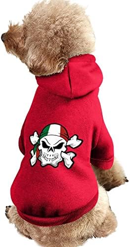 Itália Pirateflag Skull Fashion Pet Hoodies macios roupas de cachorro quente suéter de estimação durável com chapéu