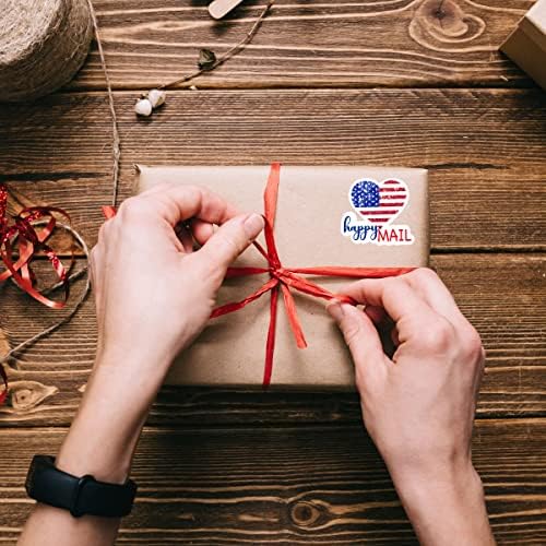 Wailozco America Flag Happy Mail adesivos, adesivos de obrigado, adesivos feitos à mão, pequenos adesivos de loja, adesivos de envelopes