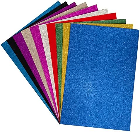 Papel de cartolina de glitter salemar, 10 folhas de papel artesanal cintilante para a escola, scrapbook e projetos de artesanato, 250gsm,