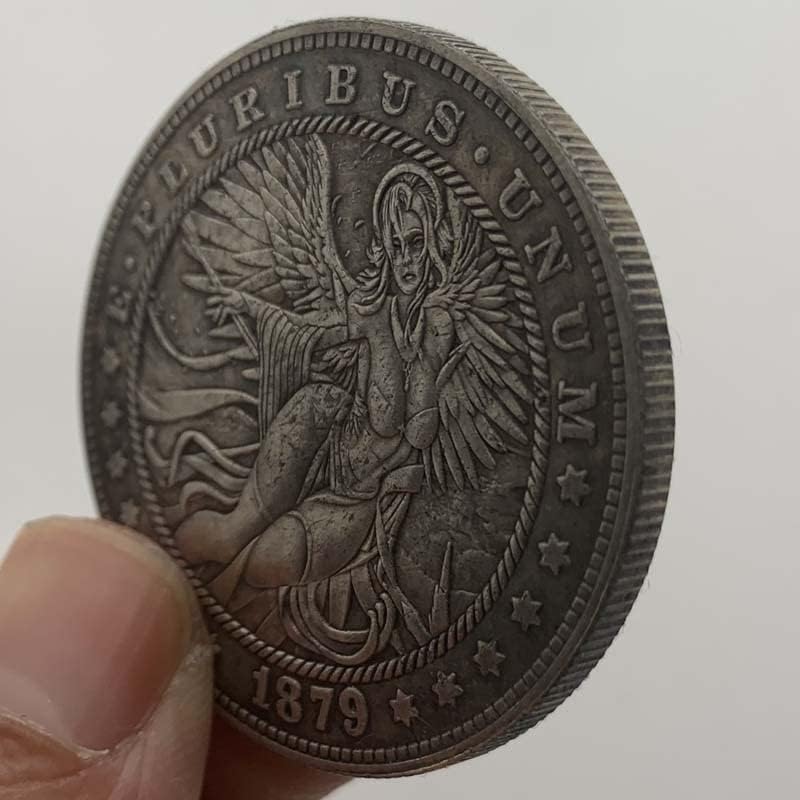 1879 moeda errante Garota bonita Brass Antiga prata comemorativa Coleção de medalhas Coin Copper Silver Coin Coin Comemoration