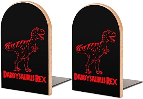 Daddysaurus rex Wood Livros Livros não esquiadores Decorativo titular Livro Stop prateleiras para a revista de livros pesados ​​1 par um tamanho