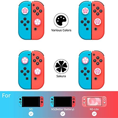 Ferkurn Switch Caps de aperto de polegar para NS Switch JoyCon & Switch Lite, Switch Joystick Caps Analógico Sakura Grips